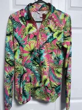 Women’s medium Tommy Bahama golf zip up pullover UPF 50 shirt long sleeve